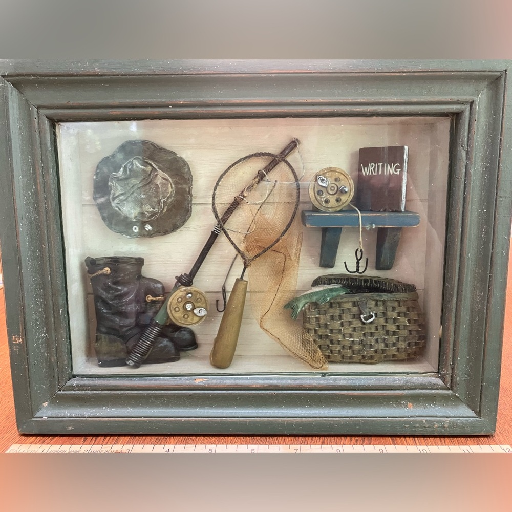 Fisherman’s paradise Shadowbox. Perfect for that angler in your life! 9 x 12”x2”